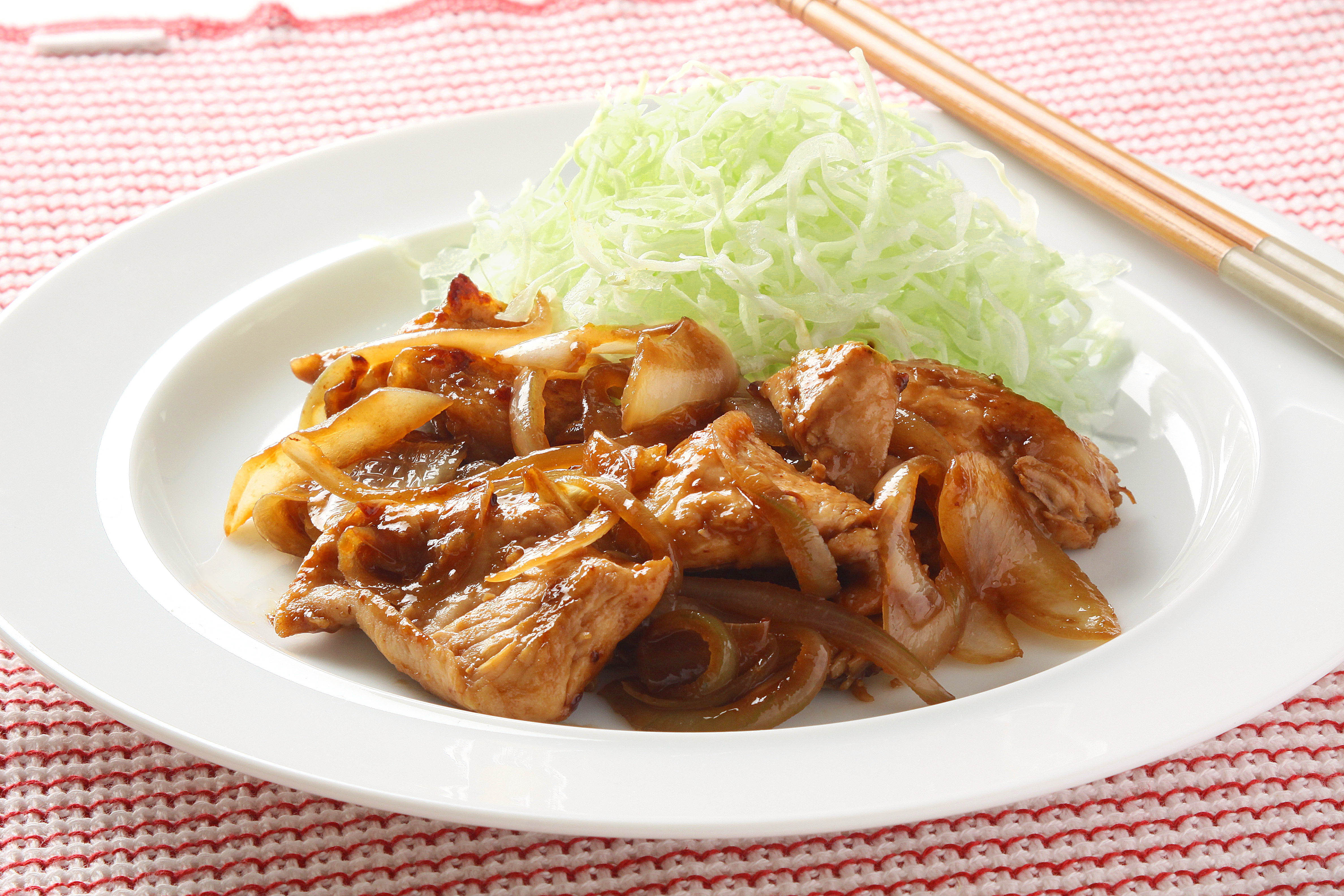 新米ご飯と!ヨーグルトで生姜焼き