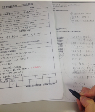 手書きのトークシナリオ。