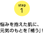 step1　悩みを抱えた肌に、元気のもとを「補う」！