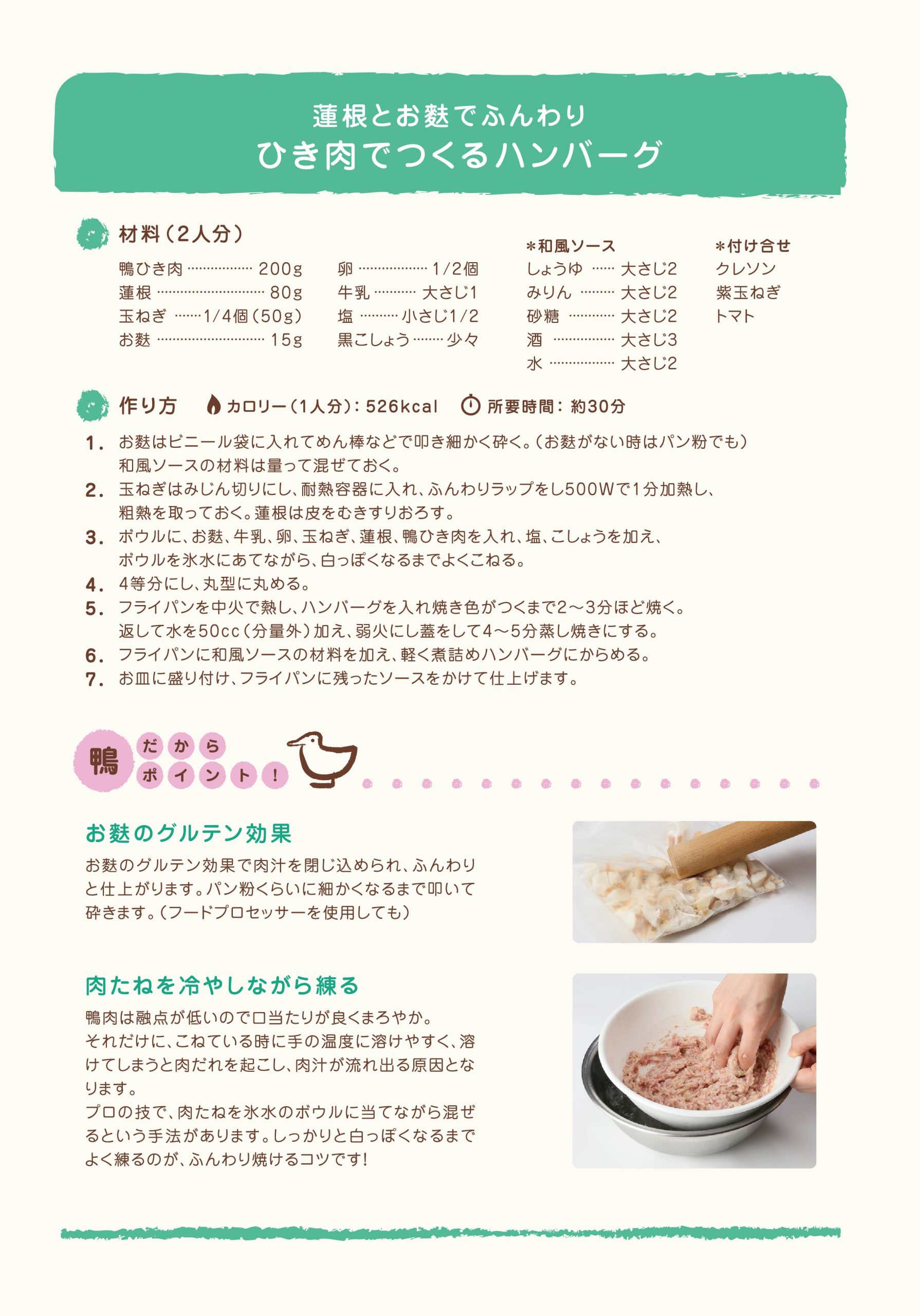 鴨ハンバーグのレシピ