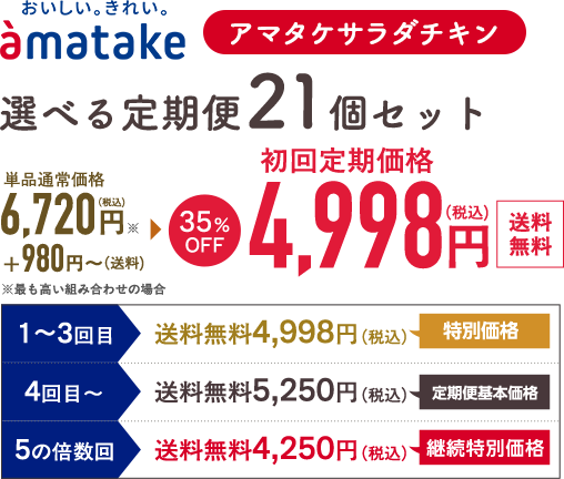 アマタケサラダチキン「選べる定期便21個セット」